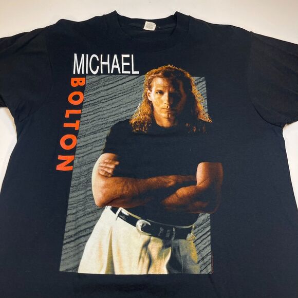 Vintage MICHAEL BOLTON Concert TEE T SHIRT Sz Mens L Screen Stars 1990 90's - Picture 1 of 5